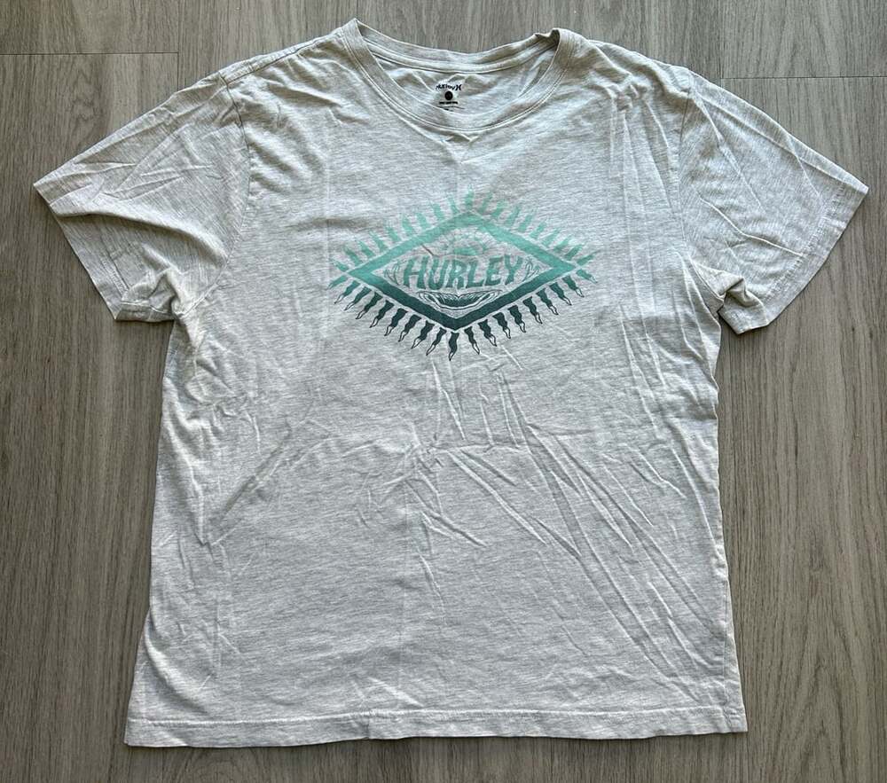 Hurley Graphic T-Shirt Size L Gray Diamond Surf Tee